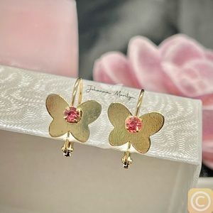 18k Gold Filled CZ Butterfly French Lock Earrings 🦋✨ Aretes de mariposa